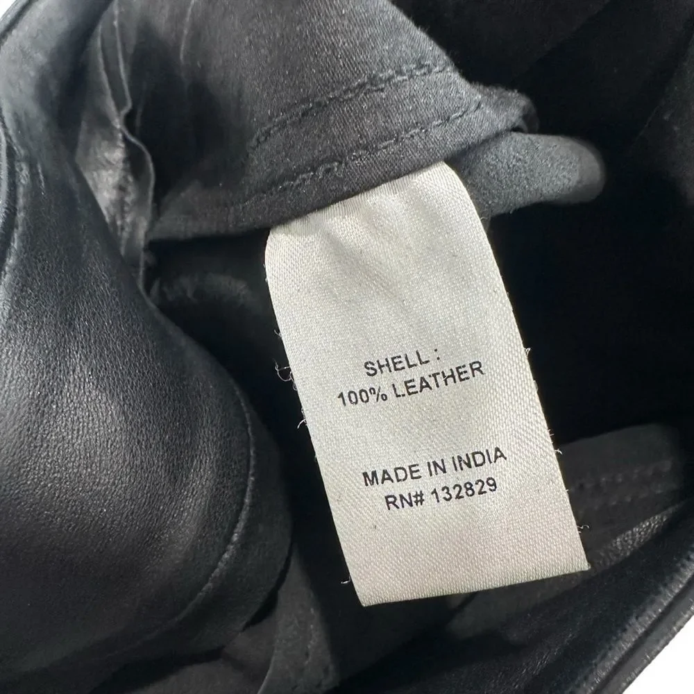 L'Academie Black Rye Barrel Leg Leather‎ Pant, Small